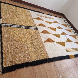 Berber Camel Brown Levels Woven Wool Rug Handmade Carpet