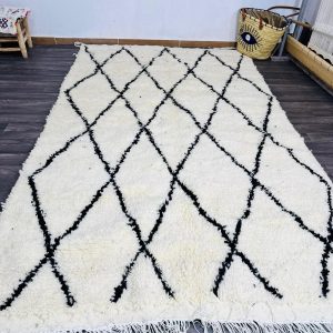 Hand Knotted Berber Beni Ourain Azilal Wool Rug