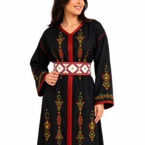 Amazigh Berber Tifinagh Embroidered Kaftan with Matching Belt