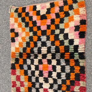 Berber Amazigh Handmade Wool Runner Rug with Colorful Geometric Patterns