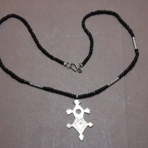 Berber Tuareg Silver Cross Necklace with Traditional Jewelry Design