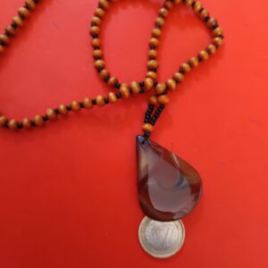 Berber Amazigh Madagascar Agate Beaded Necklace with Wood