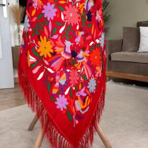 Amazigh Foulard Floral Black Cotton Blend Scarf Shawl