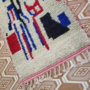 Amazigh Berber Wool Runner Rug with Abstract Geometric Design