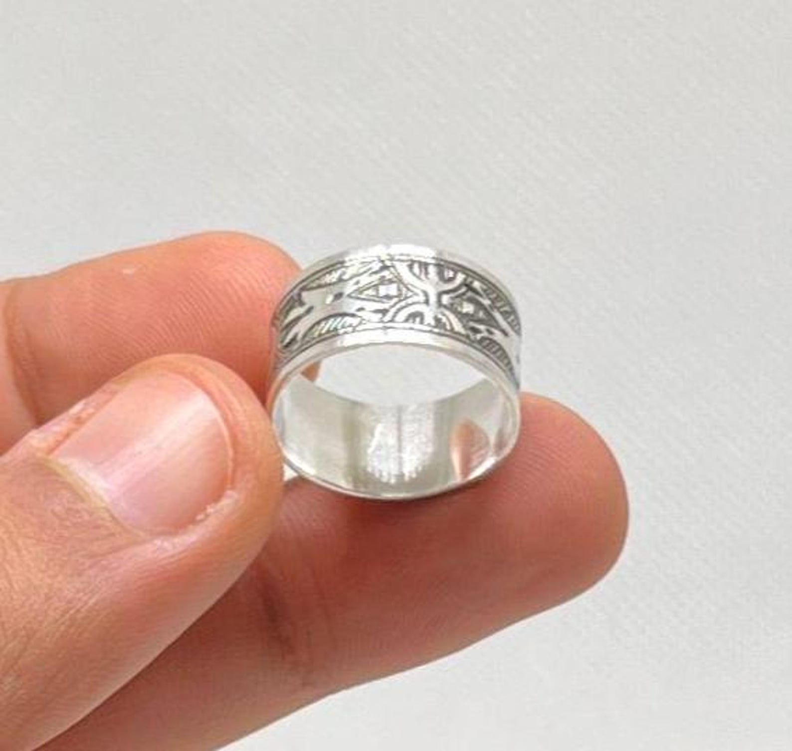 Amazigh Tuareg Yaz Sterling Silver Berber Ring Size 8 Tribal Jewelry
