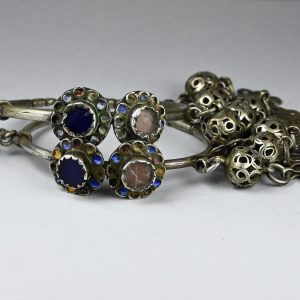 Berber Antichi orecchini berberi Cerchio Silver Earrings with Enamel Amazigh Details