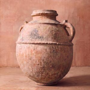 Amazigh Applied Lizard Terracotta Jar Vase with Antique Character
