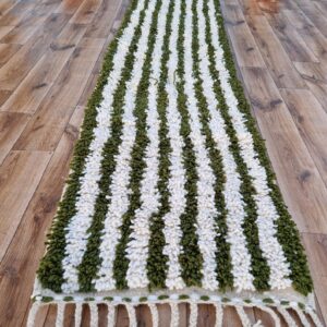 Amazigh Berber Pink Ivory Runner Rug with Red Diamond Pattern