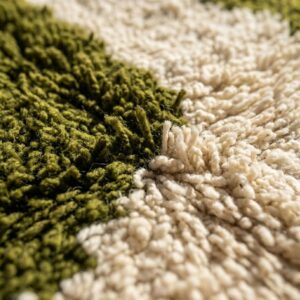 Amazigh Olive Abstract Modern Shag Berber Wool Rug Custom Size