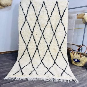 Hand Knotted Berber Beni Ourain Azilal Wool Rug