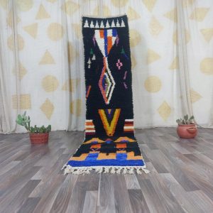 Handwoven Berber Boujaad Rug, know that Colorful Wool Runner