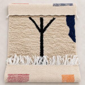 Amazigh Yaz Symbol Berber Geometric Design Rug with Tifinagh Motif