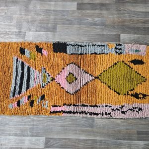 Berber Handmade Beni Ourain Round Shaggy Circle Rug Colorful Wool Design