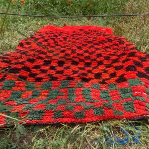 Amazigh Berber Handwoven Akhnif Kilim Rug Red Black Wool Design