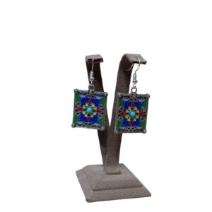 Amazigh Berber Handmade White Metal Earrings with Tribal Motifs
