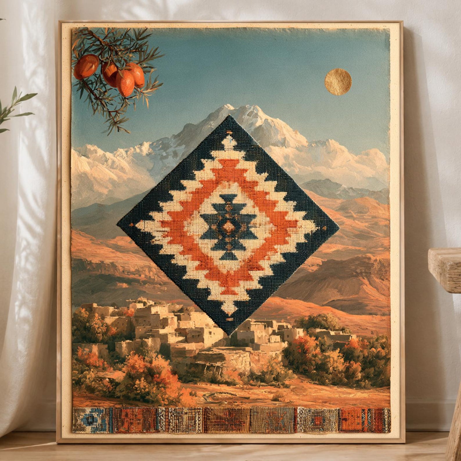 Amazigh Berber Mountain Folk Geometric Wall Art Print