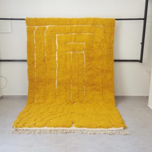 Berber Beni Ourain Handmade Yellow Wool Rug Carpet