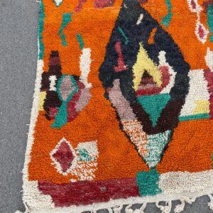 Amazigh Berber Custom Abstract Wool Rug Geometric Orange Tribal Carpet
