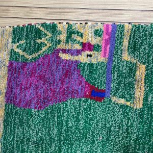 Colorful Berber Beni Ourain Wool Rug Custom Handmade Design