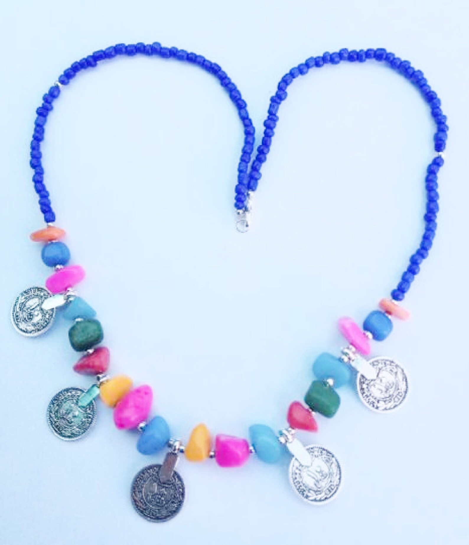 Amazigh Berber Colorful Beaded Handmade Statement Necklace Jewelry