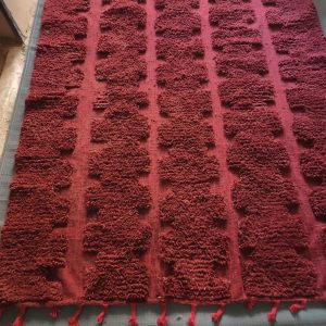 Berber Burgundy Beni Ourain Textured Wool Geometric Rug