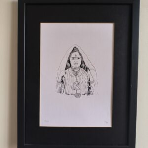 Amazigh Woman Ink Illustration Original Artwork Unique Portrait