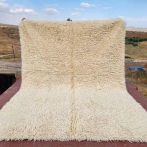 Berber Olive Green Shag Wool Rug Extra High Pile Area Rug
