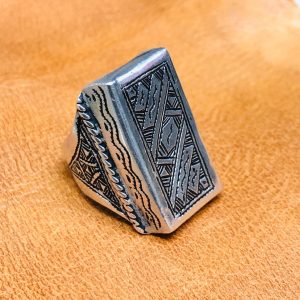 Berber Hand Engraved Silver Ring with Adjustable Artisan Design