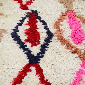 Handwoven Azilal Berber Wool Rug with Bohemian Geometric Design