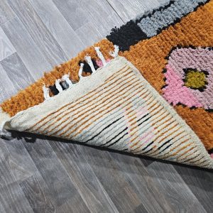 Berber Handmade Beni Ourain Round Shaggy Circle Rug Colorful Wool Design