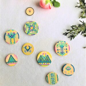 Amazigh Hand Painted Wooden Magnets Wall Art Set of Four