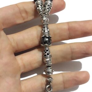 Berber Tuareg Amazigh Beaded Onex Necklace with Color Silver Details