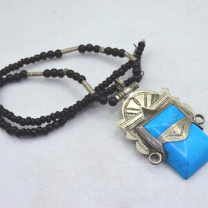 Amazigh Tuareg Berber Turquoise Pendant Black Bead Necklace