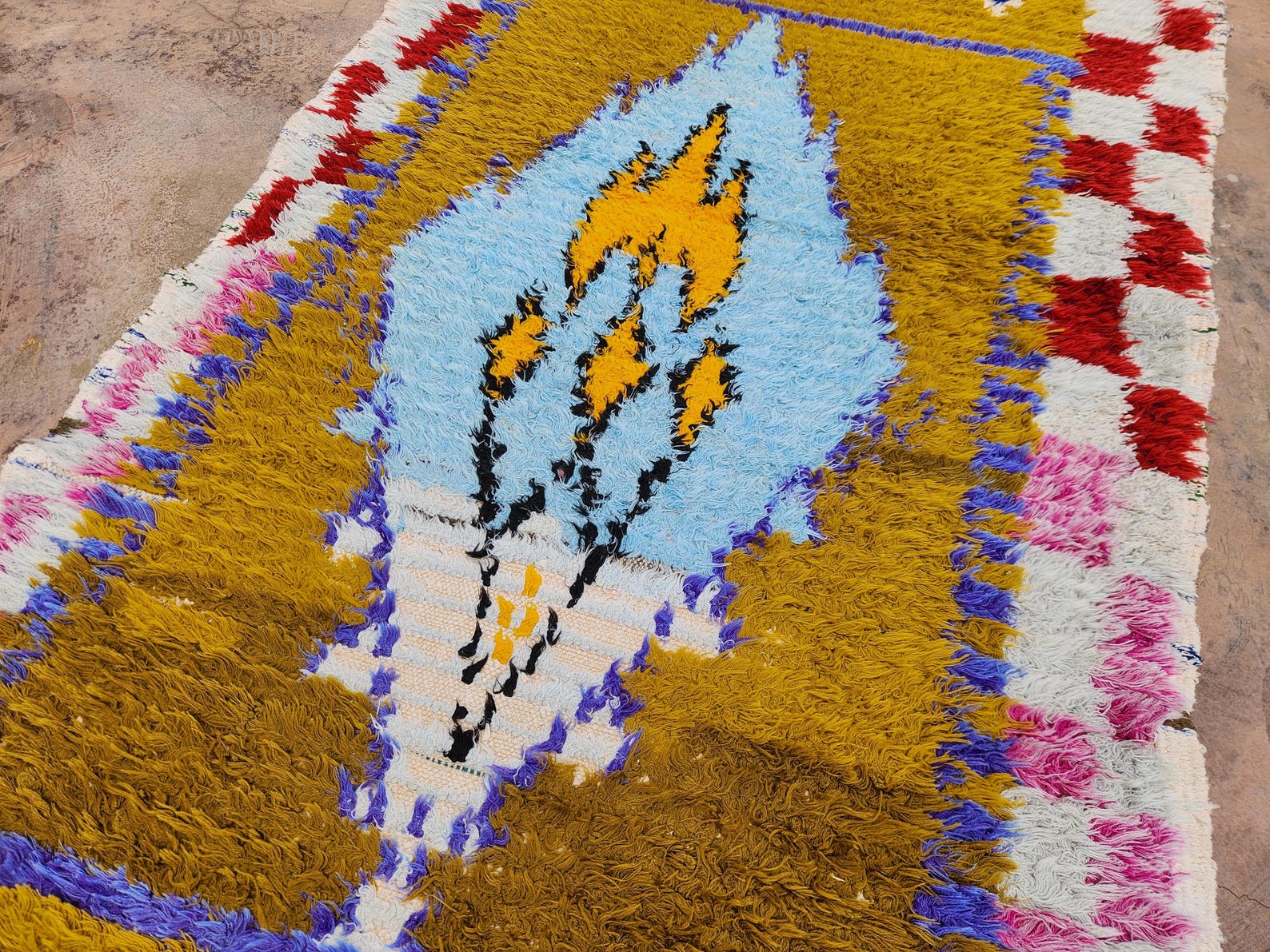 Berber Boucherouite Colorful Handmade Runner Rug with Hallway Style