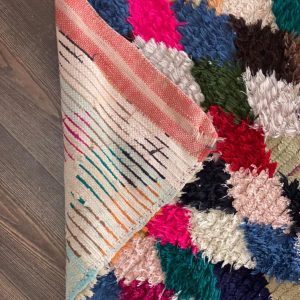 Berber Colorful Boujaad Vintage Runner Rug with Wool Design