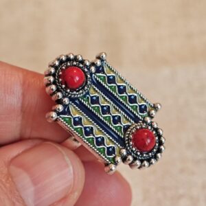 Amazigh Kabyle Berber Enamel Ring Adjustable Vintage Style