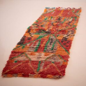 Berber Handwoven Runner Rug with Amazigh Diamonds Design