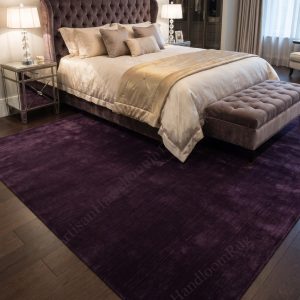 Berber Handloomed Deep Purple Wool Plush Area Rug