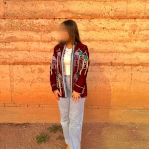 Amazigh Berber Burgundy Velvet Embroidered Jacket with Satin Lining