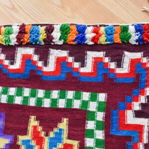Traditional Amazigh Sahara Artisanal Rug with Colorful Berber Design