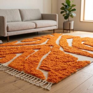 Amazigh Modern Abstract High Low Berber Wool Rug Custom Size