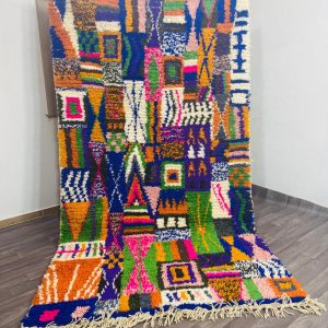Berber Abstract Vibrant Artistic Blue Wool Home Decor Rug