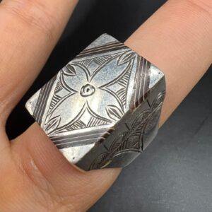 Berber Tuareg Ebony Inlay Sterling Silver Cross Ring Jewelry