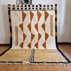 Berber Camel Brown Levels Woven Wool Rug Handmade Carpet