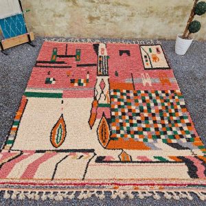 Berber Boujaad Handwoven Colorful Abstract Wool Area Rug