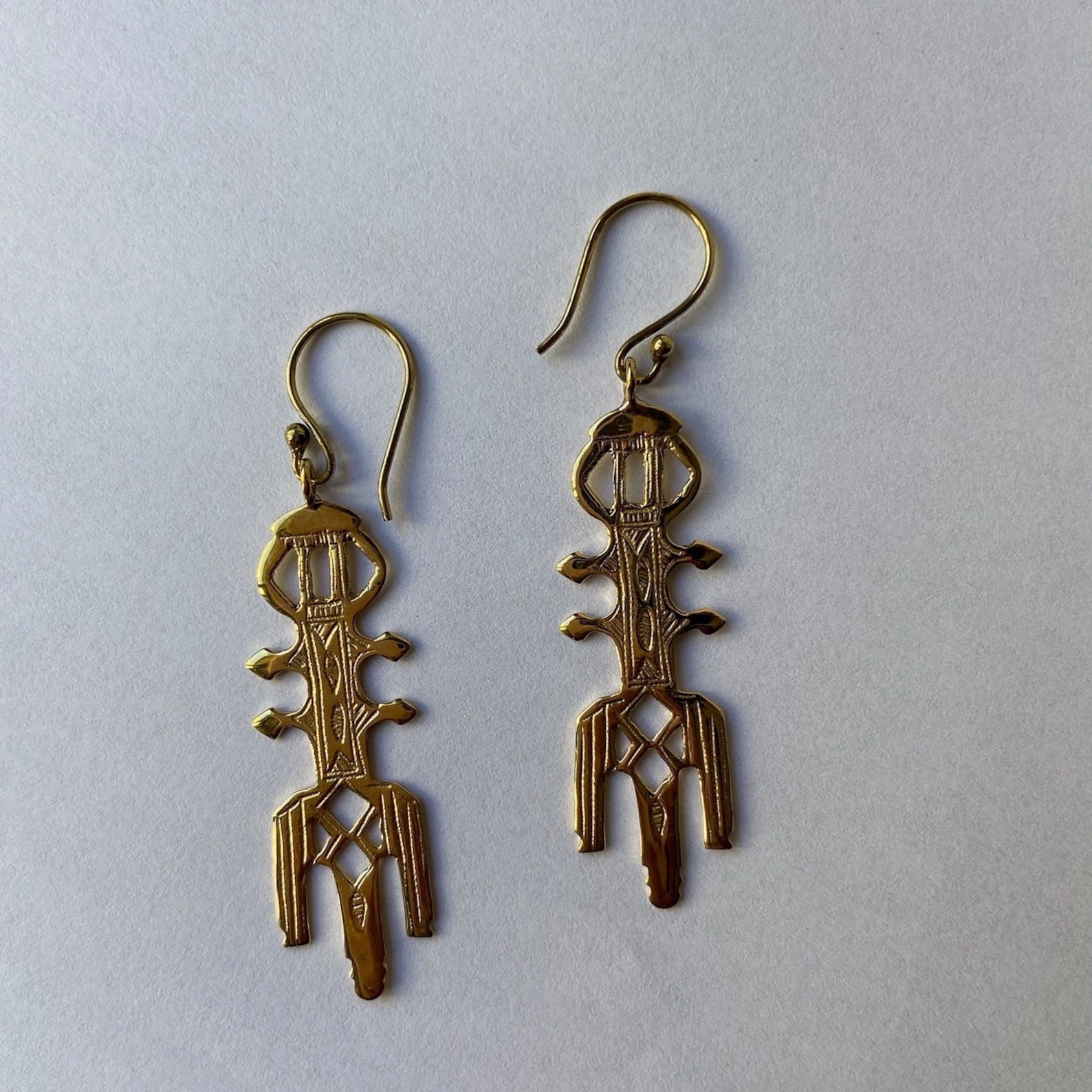 Berber Tuareg ITHRI Geometric Brass Earrings Handmade Jewelry