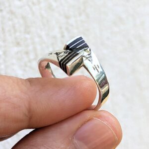 Berber Tuareg Sterling Silver Ebony Inlay Adjustable Ring