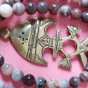 Berber Tuareg Croix Necklace with Vintage Agate Beads