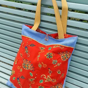 Berber Kabyle Jeans Bag with Amazigh Textile Details