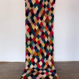 Berber Colorful Boujaad Vintage Runner Rug with Wool Design